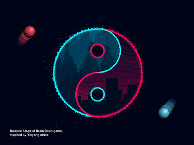 Balance Stage - Brain Drain Game balance game inspired ios iosapp iosgame iphone nature neon neoncolors pixelart ui ux yinyang