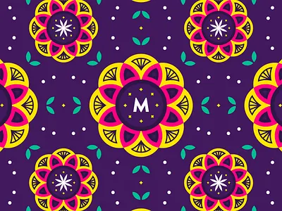Busy Brand Pattern for Mooli brand brand identity design brand pattern branding flower pattern indian brand lotus flower mandala purple takeout