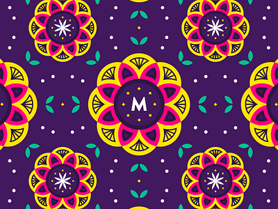 Busy Brand Pattern for Mooli brand brand identity design brand pattern branding flower pattern indian brand lotus flower mandala purple takeout