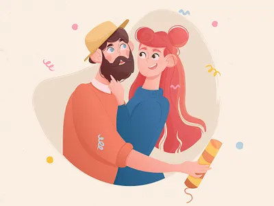 Happy boy character characterdesign confetti couple cute design dribbble flat girl graphic graphics illustration illustration art illustrations lover minimal subscribe vector vector art