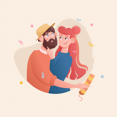 Happy boy character characterdesign confetti couple cute design dribbble flat girl graphic graphics illustration illustration art illustrations lover minimal subscribe vector vector art