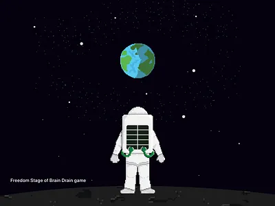 Freedom Stage - Brain Drain game apple astronaut earth game gamedesign iphone mobilegame pixel pixelart uiux