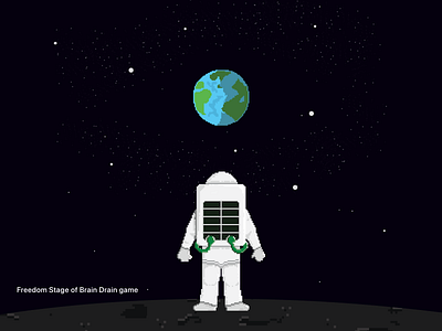 Freedom Stage - Brain Drain game apple astronaut earth game gamedesign iphone mobilegame pixel pixelart uiux