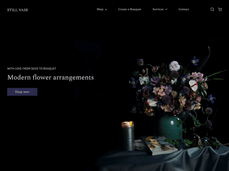 Still Vase - Upscale Floristry Studio - UI Concept animated animation bouquet figma floral studio florals floristry flowers flowershop landing page ui ui design web design