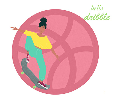dribble draw dribbble dribbble best shot dribbble invite dribble flat flat illustration girl skeatboard skeatboarding skeater vector illustration