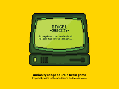 Curiosity Stage - Brain Drain game apple curiosity game gamedesign iphone mobile mobilegaming oldcomputer oldpc pixelart retro ui uidesign uiux