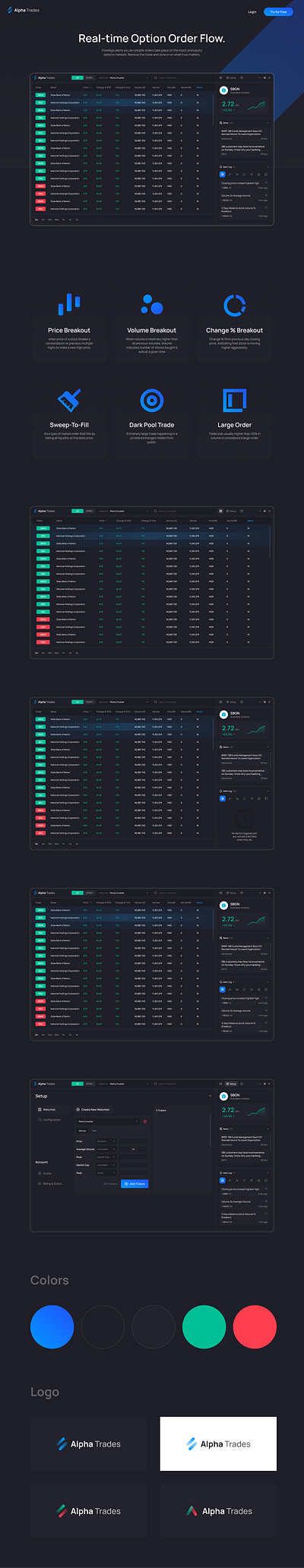 Alpha Trades brand identity creative creative landing page design landingpage logo design stock trade uiux web design