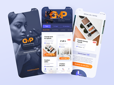 Sports cashback app - Homepage & Product page app art direction blue branding cards cashback detail page ecommerce home interface login product design shop sport ui ux