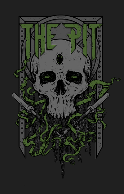 The Pit design apparel art band design draweing gym illustraion music print shirt shirt design skull tee