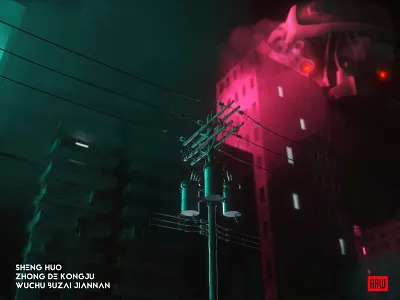 Attacking robot c4d design life night robot