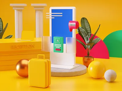 3d illustration for HootBoard 3d abstract abstract 3d blender blender3d blender3dart blendercycles destination organisation dmo hotel hotel lobby illustration interactive kiosk kiosk touch touch kiosk tourism tourist travel