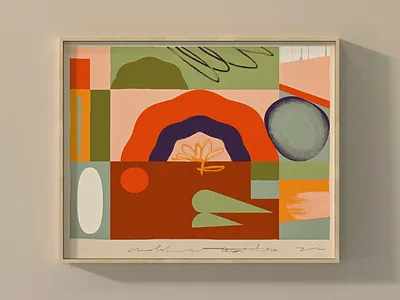 Collage collage flower gouache paper sun