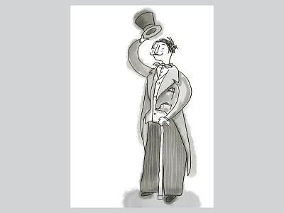 Edwardian Gentleman artistic book art character digital illustration digital ink digital painting digitalart drawing expressive gray illustration loose monochrome sketch whimsical