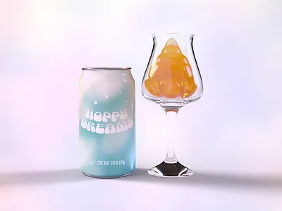 Hoppy Dreams Beer Co. 3d beer beer branding beer label beercan branding dimension ohnotype