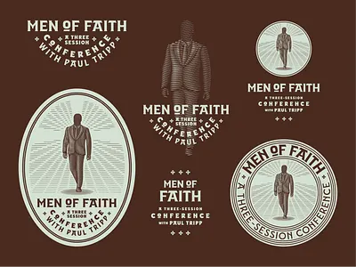 Paul Tripp Conference • Men of Faith badge engraving etching graphic design illustration illustrator line art logo peter voth design vector