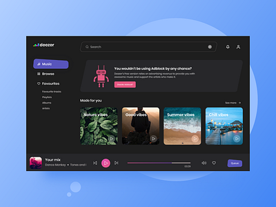 Deezer Redesign deezer design music music art musicapp musician redesign ui uidesign uiux webdesign webdesigner website