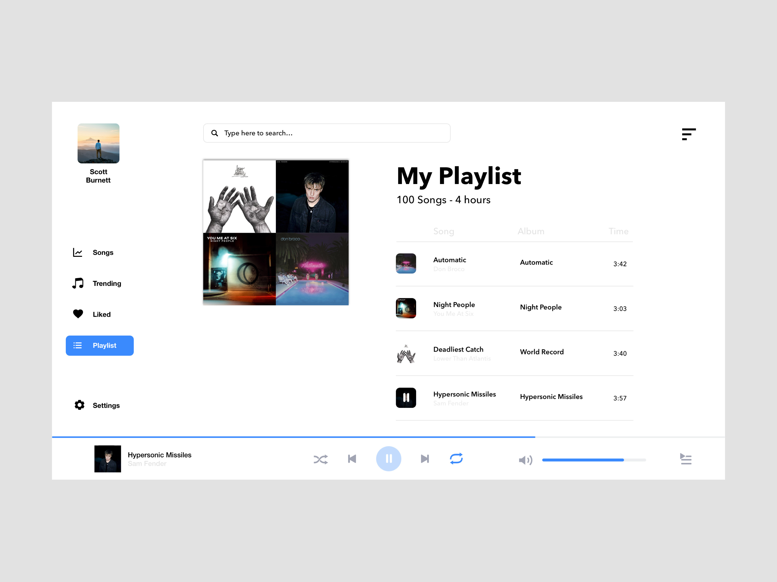 Example of DailyUI 009 - Music Player