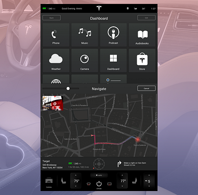 Tesla Dashboard Dark Mode automobile beautiful dark mode dashboard ui product design ui visual design