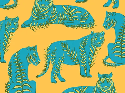 Tiger Stripes design ferns illustration procreate tiger tiger king