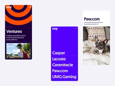 Voy Media - mobile design interface product typography ui web website