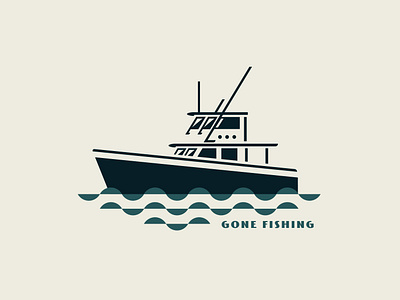 Gone Fishing badge boat boat logo boating boats branding design elegant fish fish logo fisherman fishing fishing logo fishing rod fishing t shirt design icon illustration logo vector water