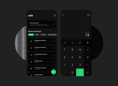 calk - Calculator App app calculator dailyui dark theme figma finance interface minimal mobile app design ui uidesign ux