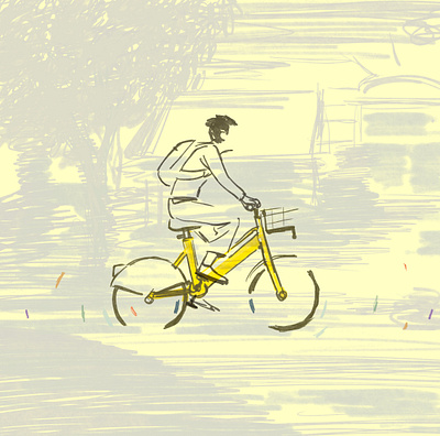 Bikemi bike city cyclist illustration milan