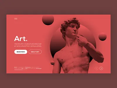 Museum website concept art branding creative david design digital art history illustration landing page michelangelo minimal museum red sculpture statue ui ui design ux web web design