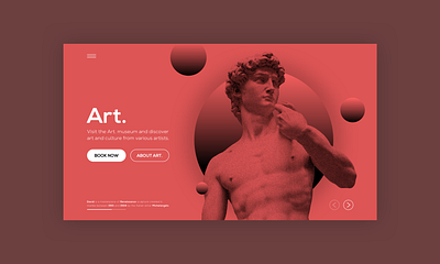 Museum website concept art branding creative david design digital art history illustration landing page michelangelo minimal museum red sculpture statue ui ui design ux web web design