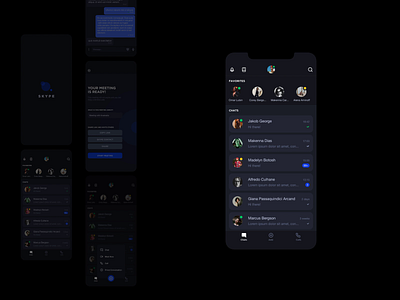 Skype app animation app black clean design figma interface ios iphone protopie prototype redesign ui ux