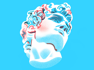 Statue of David ancient ancient greek blue bust david drawing head jordan kay limited color people of print red risograph roman sculpture sculpture illustration statue statue of david