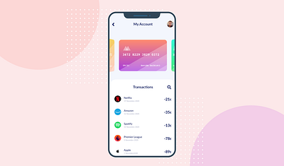 Credit Card App Design adobe xd clean clean design creative credit card credit card app design gradient graphic design ui ui design