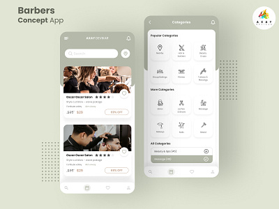 Barber or Salon App app design app ui barber app figma graphic designer ui designer haircut app mobile app figma salon app salon mobile app