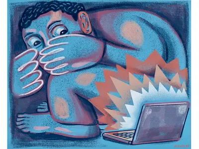 Digital Fear computer editorial illustration illustration linework mental health procreate timelapse