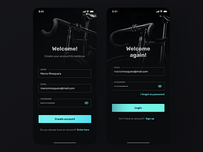 Sign in / Sign up app app design bicycle bike form login mobile sign in sign up ui ux