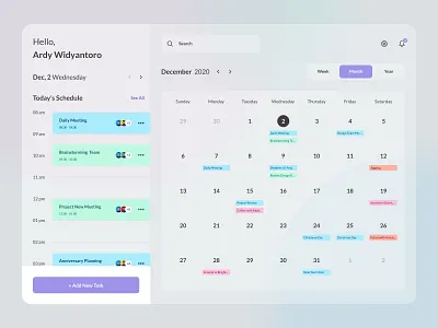 Calendar Web Application calendar calendar app clean dashboard task ui ux