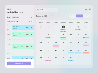 Calendar Web Application calendar calendar app clean dashboard task ui ux