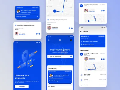 Package Delivery App | Send, Track & Trace Your Shipment clean clean ui courier delivery map mobile app onboarding screen package shipment track tracking app ui user experience user interface design