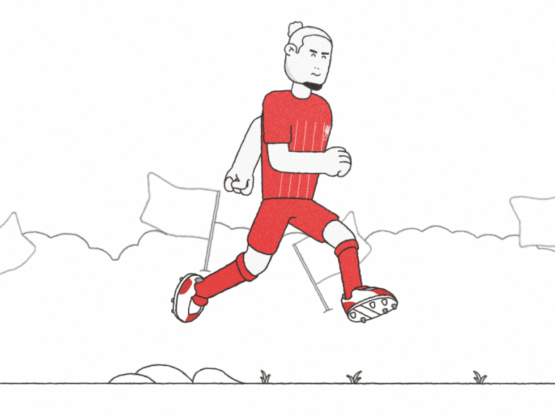 Virgil Van Dijk Run Cycle after effect aftereffects animated gif animation design football illustraion illustration motion design sport