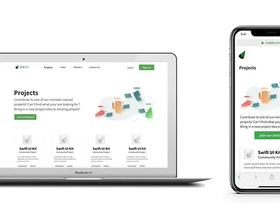 oneleif Website (Projects Page) community desktop mobile non profit nonprofit open source ui uiux web web design website