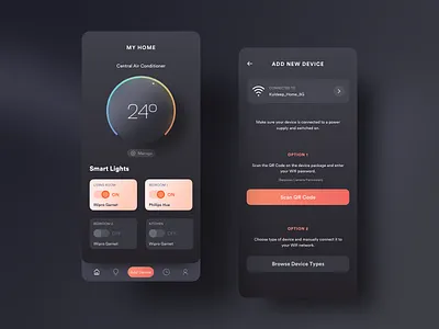 Smart Home app black dark design home mobile sketch smart smarthome ui ux
