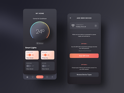 Smart Home app black dark design home mobile sketch smart smarthome ui ux