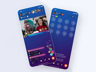 Live Stream App UI app audio call blue challenge chatting dailyui design designer girl live live chat pink pk stream streaming app ui ui design ui ux