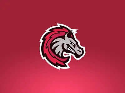 Rider University Bronc Mascot Concept bronco clean cranberry dragon esports evil horse mascot mean red sports logo sports team stallion