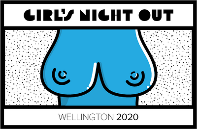 Girl's Night Out 2020 boobs gradient illustration pop art wellington