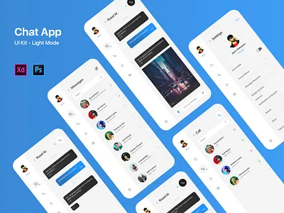 Chat, Messenger App UI Kit Light Mode chat chat app chatbot chatting creative design message message app messenger messenger app messengers ui kit uikit