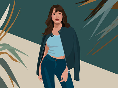 Cool girl cool girl girl illustration leaf