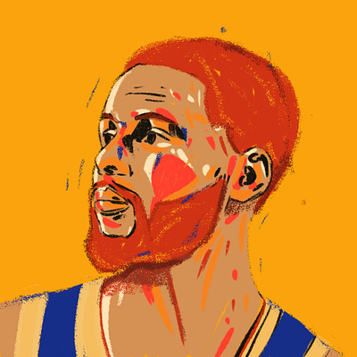 Stephen Curry 2d basketball basketball player character editorial illustration illustrator nba portrait portrait art portrait illustration portrait painting procreate