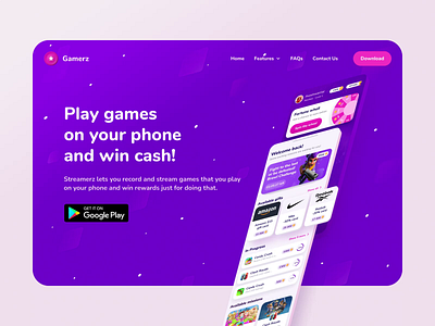 Promotional website for the play-4-reward mobile app animation app block branding cards conversion design games landing logo mobile motion graphics ui ux webdesign website