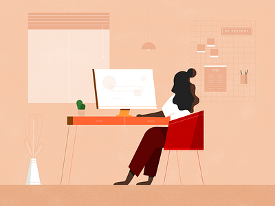 Home office artwork chill design desk girl graphic design homeoffice illustration inspiration remote work vector